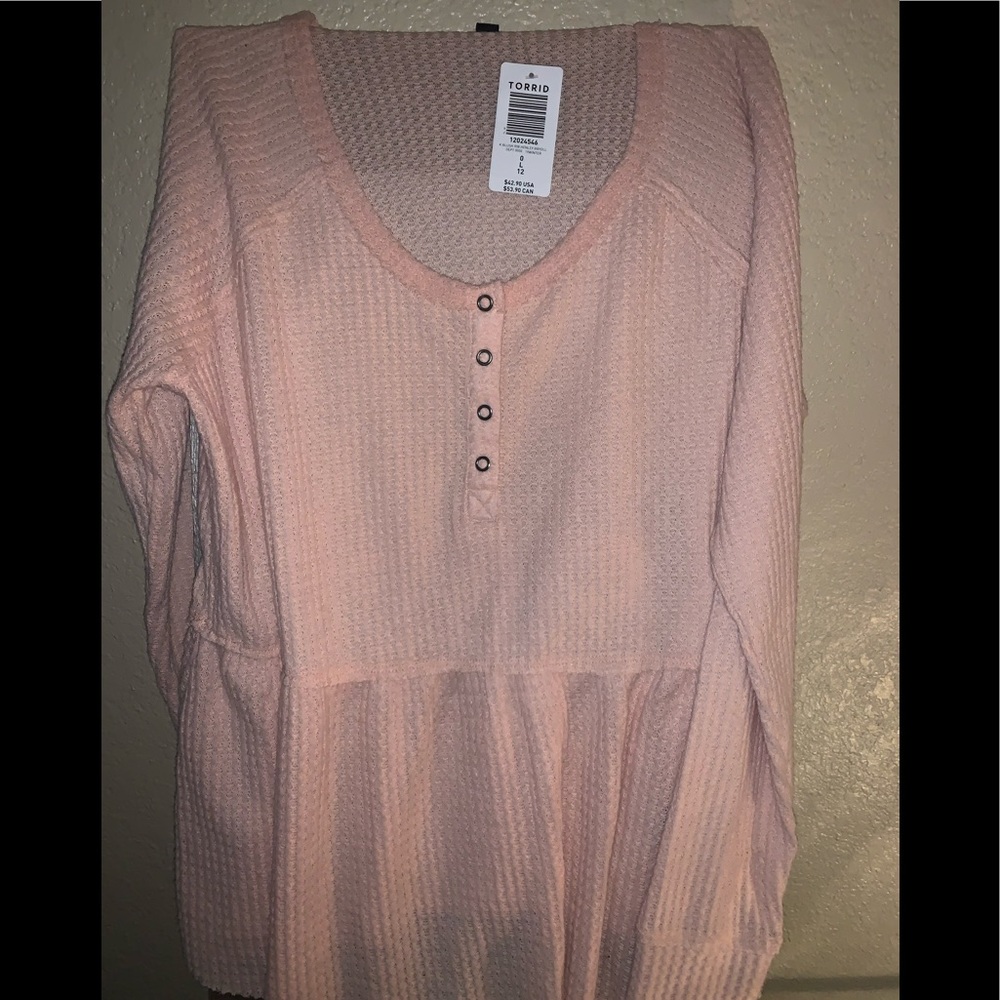 Torrid pink waffle knit thin long sleeved xl